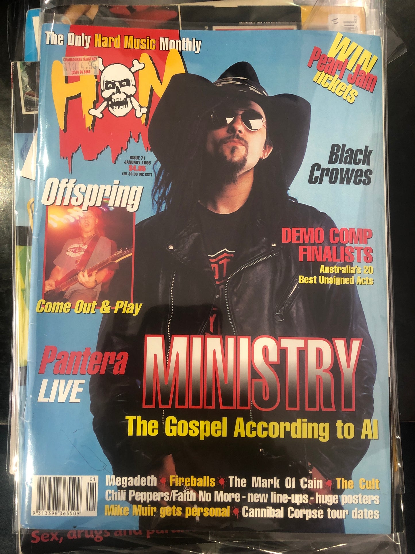 HOT METAL JANUARY 1995 - MINISTRY COVER