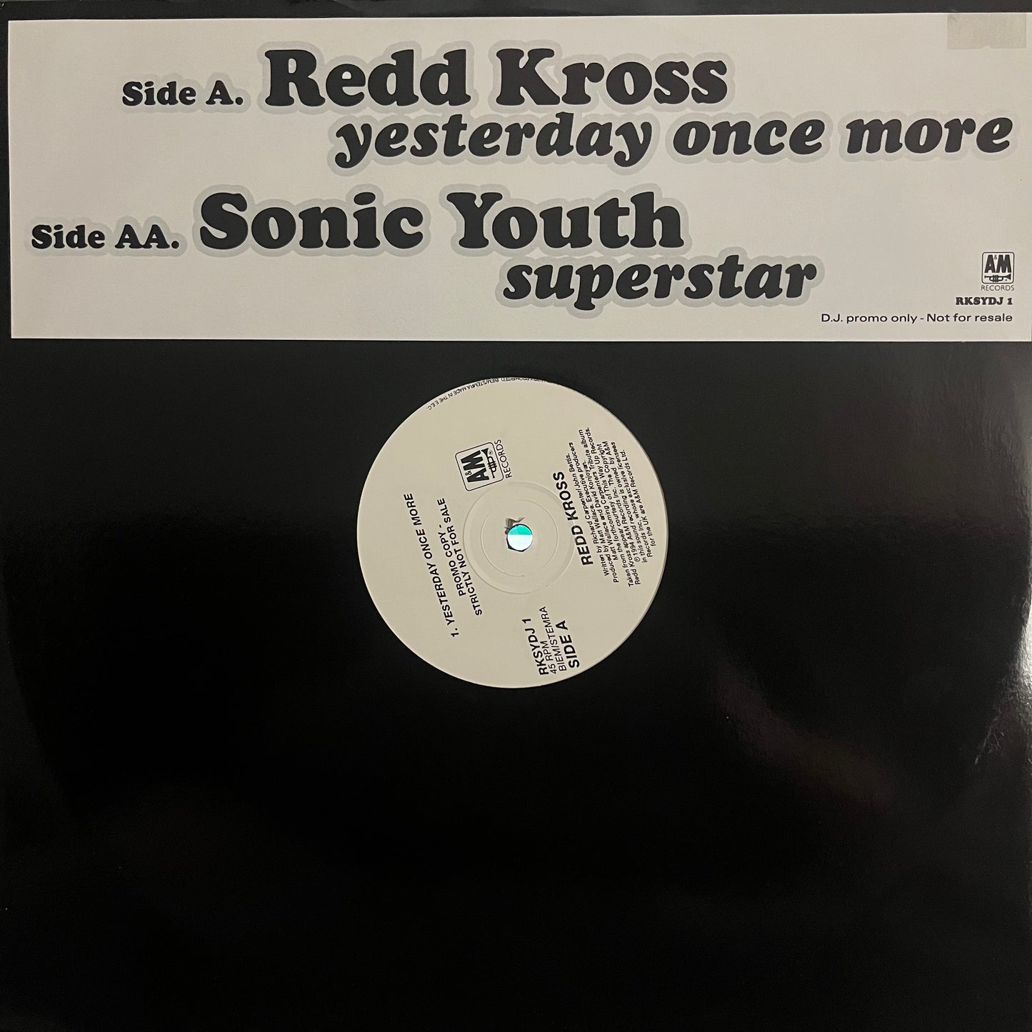 REDD KROSS / SONIC YOUTH 12'' DOUBLE A SIDE DJ PROMO ONLY