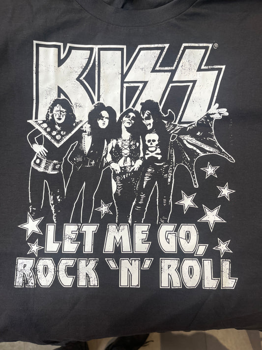 KISS LET ME GO ROCK N ROLL LONG SLEEVE BLACK TEE