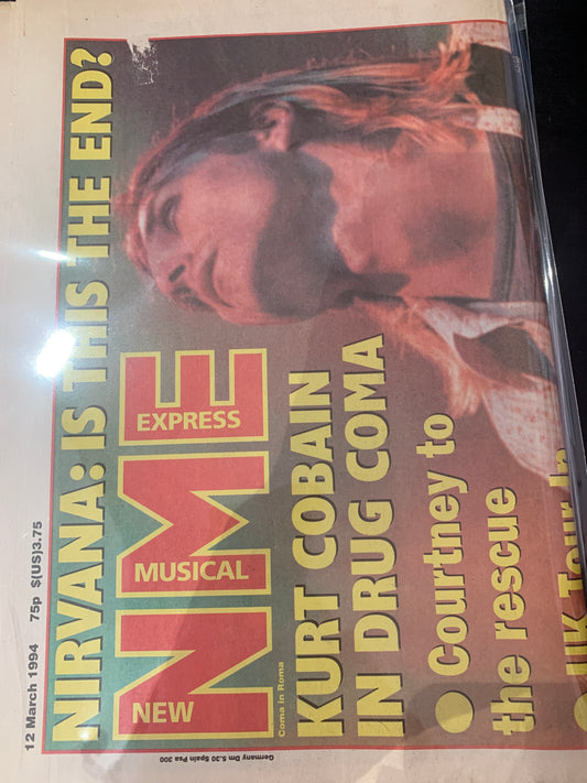 NEW MUSICAL EXPRESS NEWSPAPER MARCH 1994 - KURT COBAIN COVER