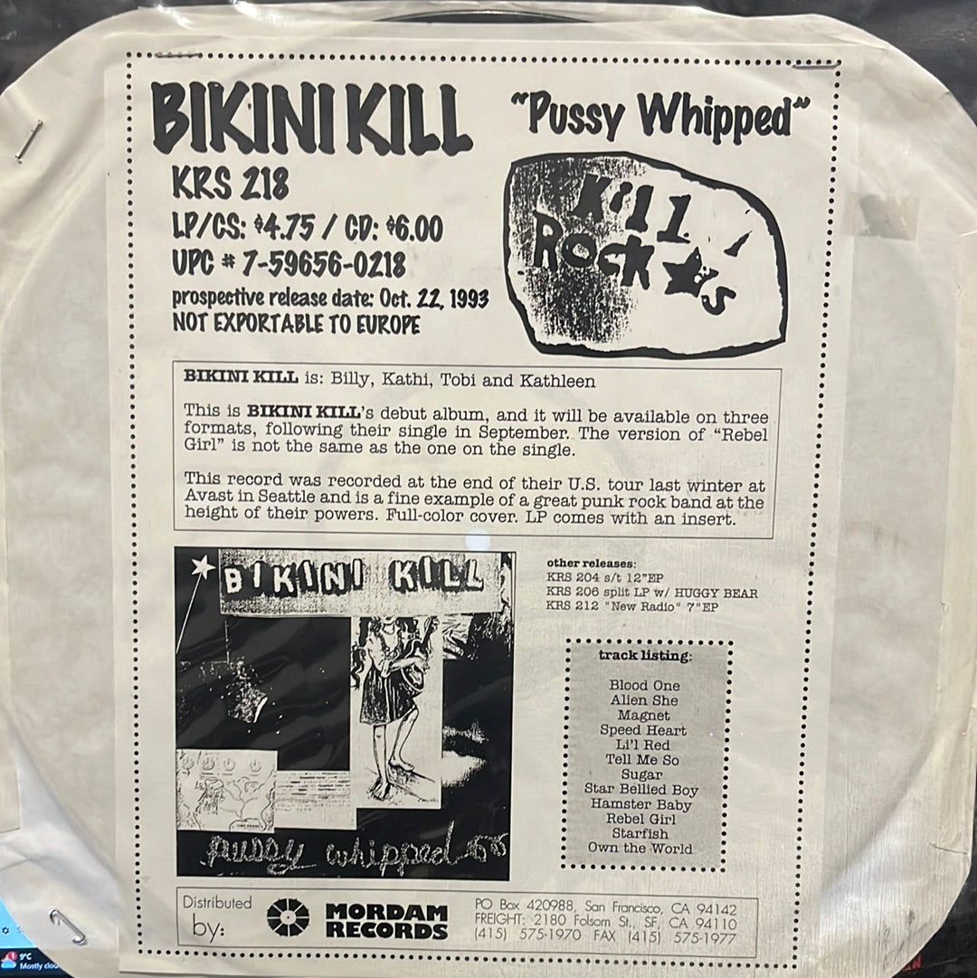 BIKINI KILL - PUSSY WHIPPED PROMO COPY   NM/NM  1993